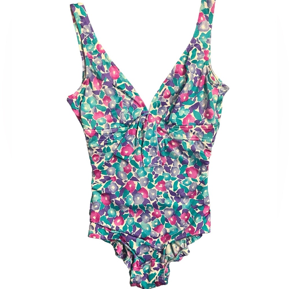 Vintage 80s/90s floral Gabar one piece bathing suit w/ union tags🩱🌸